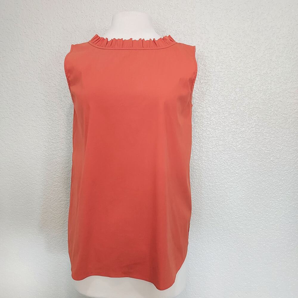 Lafayette 148 Orange Ruffle Trim Blouse Size S